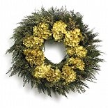 20" Golden Hydrangea Cedar Wreath